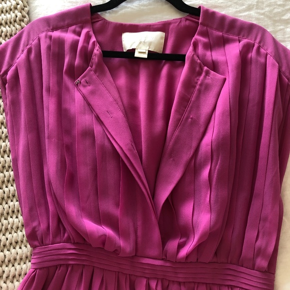 J. Crew Collection Peony Pink Pleated Dress in Size 0 - Picture 4 of 7